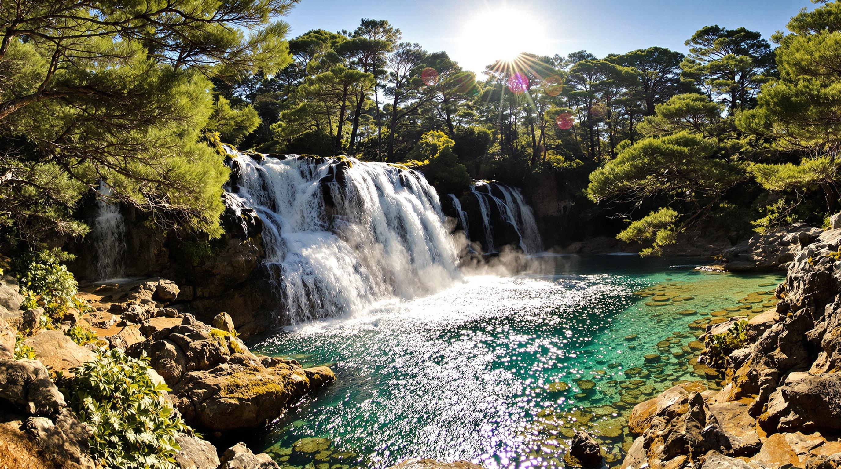 Cascades d'Aïtone au lever du soleil